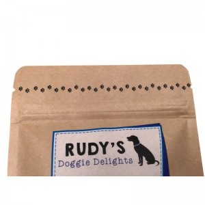 Giấy kraft kéo dây kéo đứng lên túi với cửa sổ cho đối xử với con chó