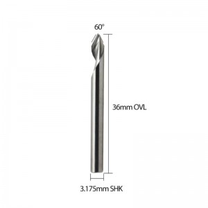 Xoắn ốc 60 độ V Công cụ khắc rãnh đáy phẳng Bộ định tuyến CNC Bits 1/8 Inch cho nhôm MDF Gỗ cứng Đồng 5