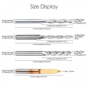 Bộ dụng cụ kết hợp Mill Mill Đặt Bộ định tuyến CNC Công cụ cắt dao cắt (4 loại, mỗi bộ 10) bao gồm Mũi phẳng / Mũi bóng cuối Mill, Mũi khắc hình chữ V 30 ° và Mill End Flutes