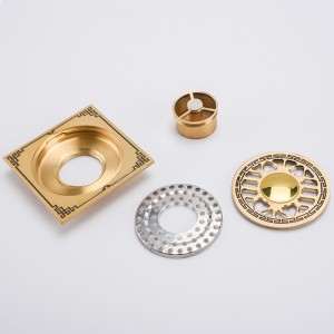 Hoa văn màu đen che giấu vòi hoa sen vuông phòng tắm sàn cống