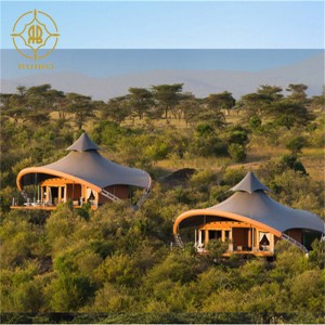 Nhà máy đúc sẵn vật liệu màng PVDF sang trọng Kết cấu thép Khách sạn Lều trại