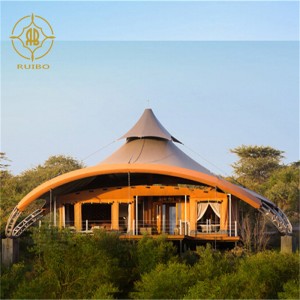 Nhà máy đúc sẵn vật liệu màng PVDF sang trọng Kết cấu thép Khách sạn Lều trại