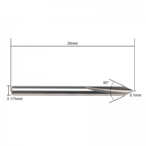 Bit 60 độ V, Enpoint Kim loại khắc Bit cacbua Tough Tip Hình nón Bit khắc CNC với 2 sáo 1/8 \