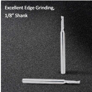 Bộ định tuyến CNC Bits, 1/8 chuông Shank Bộ định tuyến xoắn ốc Bit 1 Bộ sáo cuối Mill Set Dao cắt 2 mm Công cụ khắc sáo bằng thép vonfram đơn 8 mm CEL, 38,5mm OAL cho PVC PVC PVC