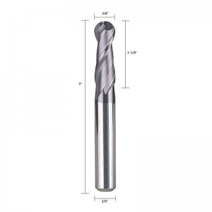 Ball Mũi cacbua End Mill Máy cắt CNC Bộ định tuyến Bits Công cụ phay sáo xoắn ốc 3/8 inch Shank với 3 inch OVL