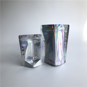 Bán buôn trong suốt có thể kéo lại phía trước Hologpson đứng lên Túi nhiều lớp nhựa Mỹ phẩm Zipper Zipper Bao bì trong kho