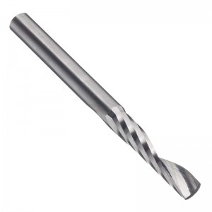 Solid carbide Upcut Công cụ cắt sáo O xoắn ốc, Inch, Hoàn thiện không tráng (Sáng), Chuỗi xoắn 21 độ, 1 Sáo, Chiều dài tổng thể 3.0000 \
