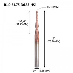 Mũi nhọn bóng Radio End Mill 1/4 \