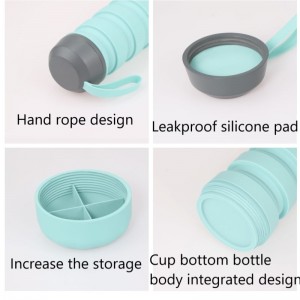Sáng tạo cốc nước silicone thực phẩm lớp gấp thể thao ngoài trời chai nước cá nhân chạy thể dục thể thao cầm tay cốc nước