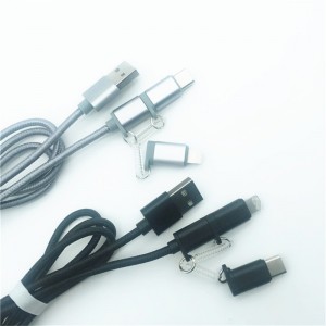KPS-1002CB 3in1 Cáp sạc nylon nylon 1M 2a OD3.5MM chất lượng cao