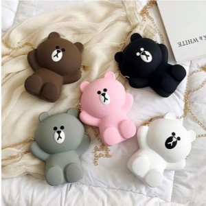 Silicone hoạt hình túi cô gái túi dễ thương silicone điện thoại di động túi gấu cá tính chuỗi đơn vai xiên túi satchel