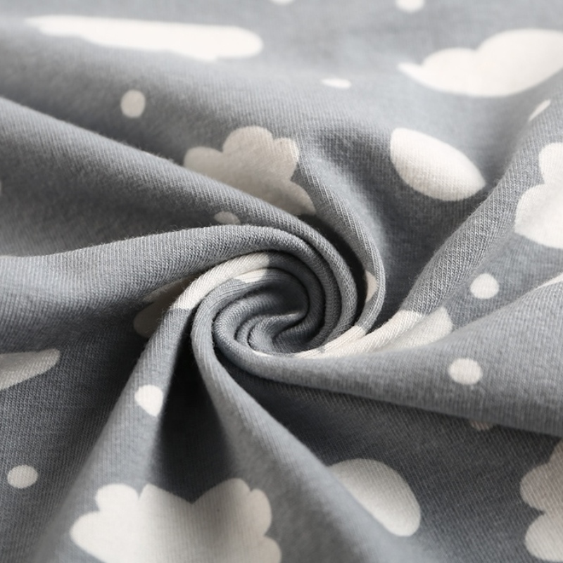 Áo đơn in đám mây 100% cotton chải kỹ đan mồ hôi phù hợp với quần áo vải bé