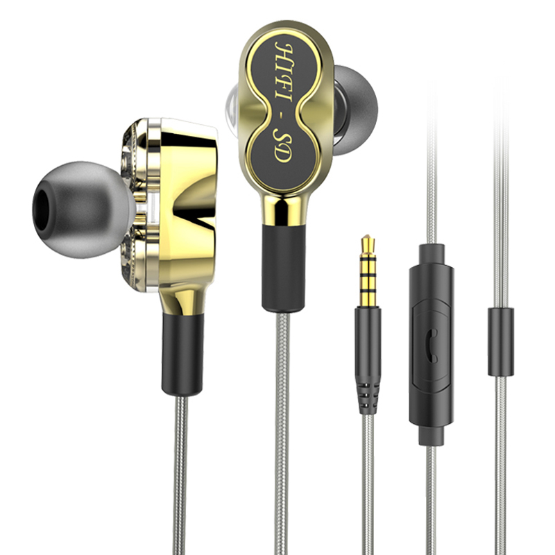 Trình điều khiển kép chất lượng cao Deep Bass stereo trong tai HiFi có dây Earbud