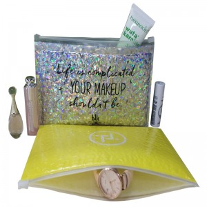 tùy chỉnh kích thước thời trang không thấm nước zip đóng cửa túi bong bóng phim laser / sốc người phụ nữ laser trang điểm / túi bong bóng quà tặng dây kéo