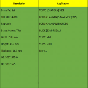 Má phanh (OE: 30671575-0, OE: 30671575)