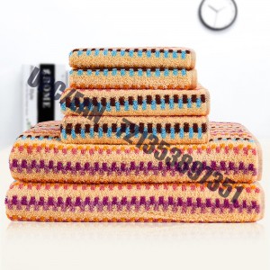 JMD DỆT khô 100% cotton, thêu hoạt hình chú gấu nhỏ, bộ khăn tắm nhuộm nhiều màu Jacquard, bộ 6 bông hoa (màu cam)