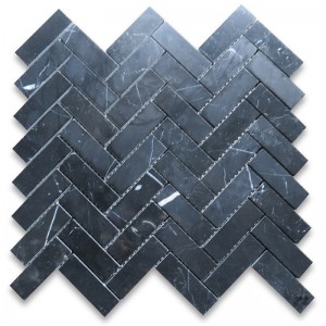 Gạch khảm xương cá Nero marquina 1x3