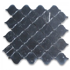 Nero marquina đá cẩm thạch đen 1x2 basketweave khảm ngói trắng mài