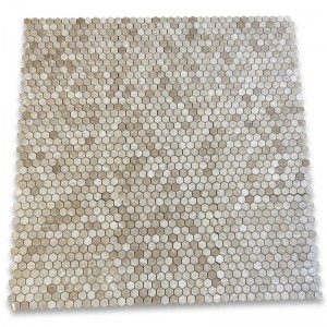 Emperador Light 1x2 Basketweave Gạch khảm w Emperador Dark Dots Đánh bóng