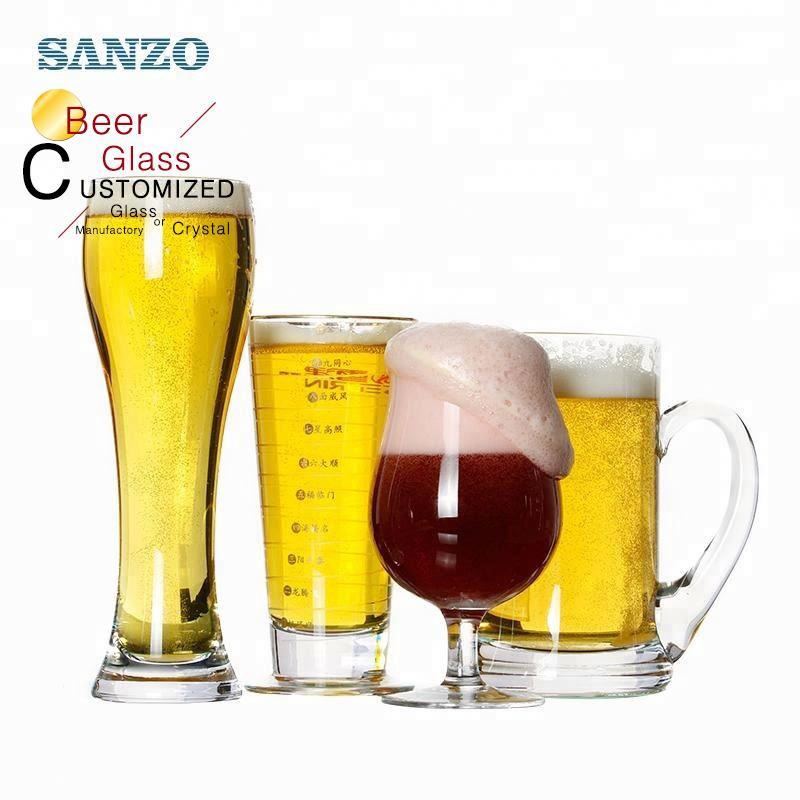 Sanzo Quảng cáo Bia Glass Có Tay cầm Tùy chỉnh Khắc Logo Bia Có thể Glass Pepsi Bia Glass