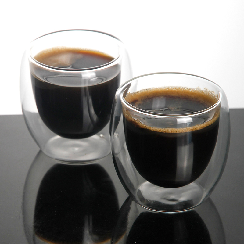 Nhà sản xuất thủy tinh tùy chỉnh Bán buôn cốc làm bằng tay Cà phê cốc đôi tường thủy tinh