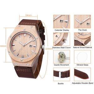 Đồng hồ gỗ tự nhiên Man Analog Quartz Leather Dây đeo thời trang Novel Zebra Đồng hồ nam hiện đại mát mẻ