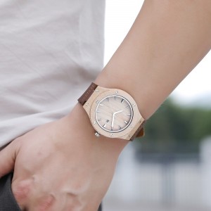 Đồng hồ gỗ tự nhiên Man Analog Quartz Leather Dây đeo thời trang Novel Zebra Đồng hồ nam hiện đại mát mẻ
