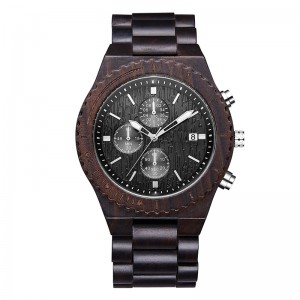 Đồng hồ bằng gỗ Đồng hồ nam Chronograph màu đen đa chức năng thân thiện với môi trường