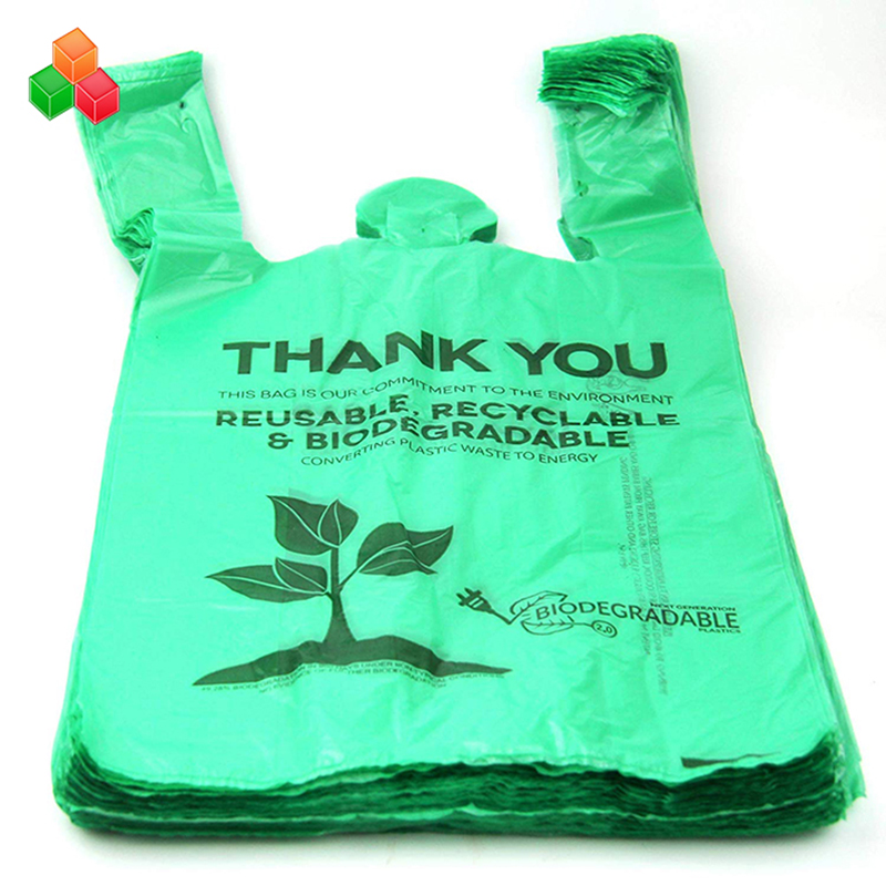 Không độc hại 100% phân hủy sinh học pe + d2w rác nhựa từ chối túi mua sắm cuộn