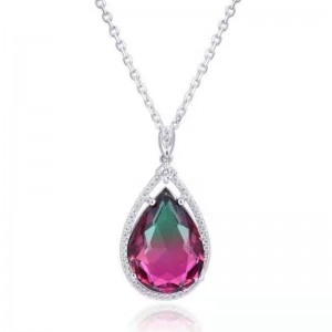 925 sterling bạc tổng hợp tourmaline đá quý mặt dây chuyền phụ nữ vòng cổ