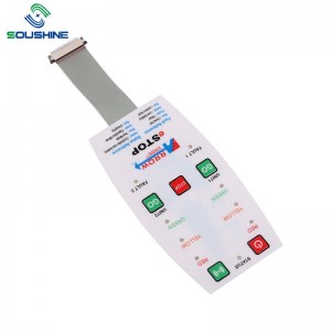 Công tắc màng với đèn LED và nút dập nổi, giải pháp bề mặt bóng