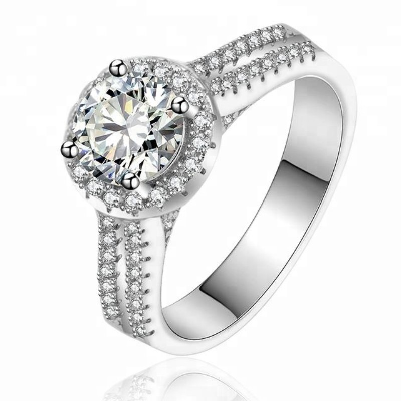 Nhẫn đính hôn Nhẫn vàng trắng khối zirconia nhẫn moissanite hứa hẹn nhẫn cho phụ nữ