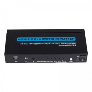 V2.0 HDMI 2x4 Switch \/ Splitter Hỗ trợ 3D Ultra HD 4Kx2K @ 60Hz HDCP2.2