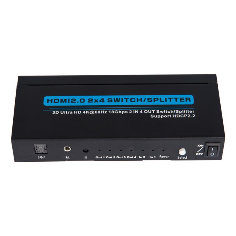 V2.0 HDMI 2x4 Switch / Splitter Hỗ trợ 3D Ultra HD 4Kx2K @ 60Hz HDCP2.2