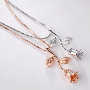 ROSE GOLD ROSE PENDANT GEMSTONE NỀN TẢNG PHỤ NỮ NỀN TẢNG 925