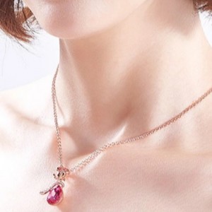 ROSE GOLD ROSE PENDANT GEMSTONE CUBIC ZIRCONIA NECKLACE NỮ cổ áo 925 STERLING BẠC 2020