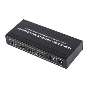 Bộ chuyển đổi và trích xuất âm thanh V2.0 HDMI 3x1 Hỗ trợ ARC Ultra HD 4Kx2K @ 60Hz HDCP2.2 18Gbps