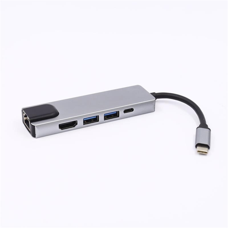 USB 5 trong 1 loại C sang HDMI + LAN (1000M) + USB 3.0x2 + Bộ chuyển đổi Hub loại C