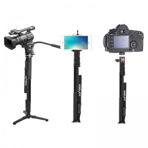 Nhà máy Kingjoy Bán trực tiếp 4 phần có thể gập lại Monopod chuyên nghiệp và linh hoạt với Đầu Pan cho Kính viễn vọng