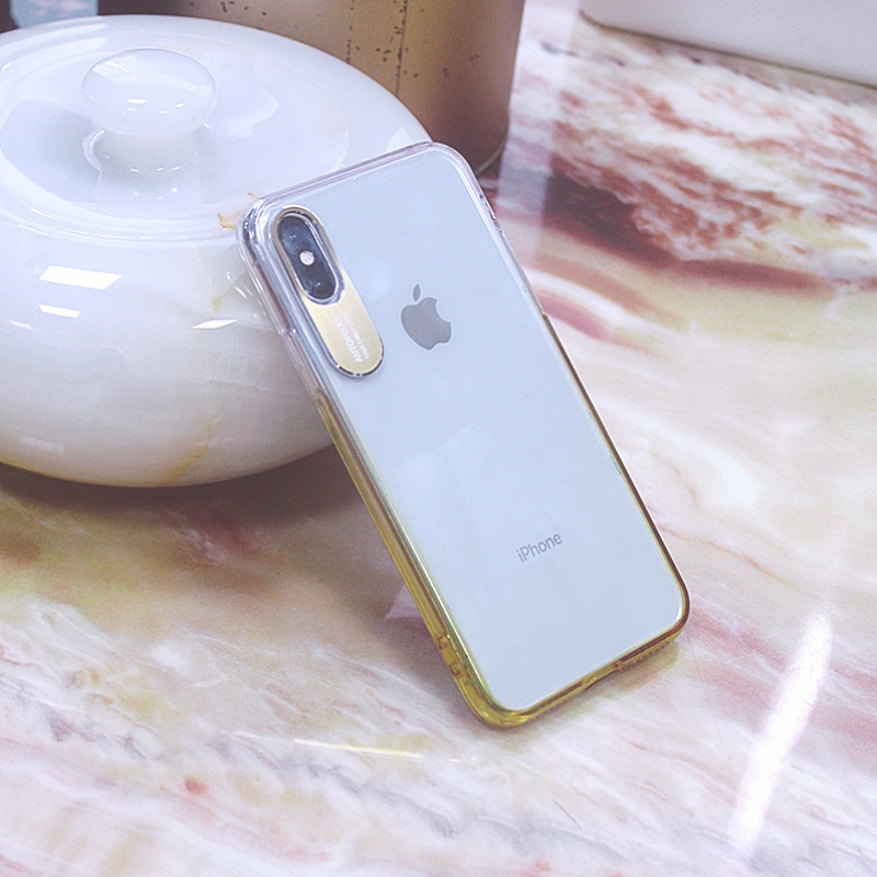 Thay đổi màu sắc dần dần vỏ điện thoại di động cho iPhone X \/ XS với bảo vệ máy ảnh kim loại
