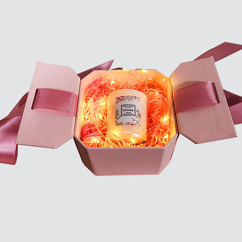 Pink Sweet Bow Gift Box Shape Flap Nến Cup Chocolate Hộp quà tặng tinh tế