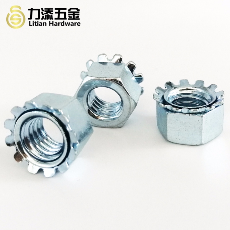 Lớp thép mạ kẽm M3-M12 Keps Nut đầu tiên được mạ kẽm