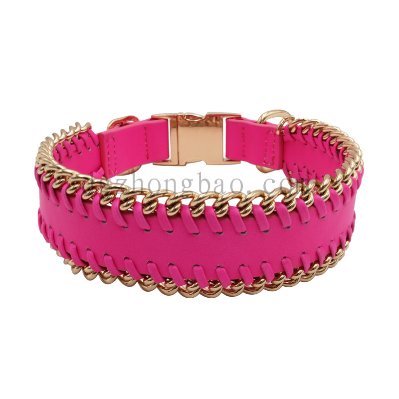 Pet dog cổ da + chuỗi mở khóa tiện lợi