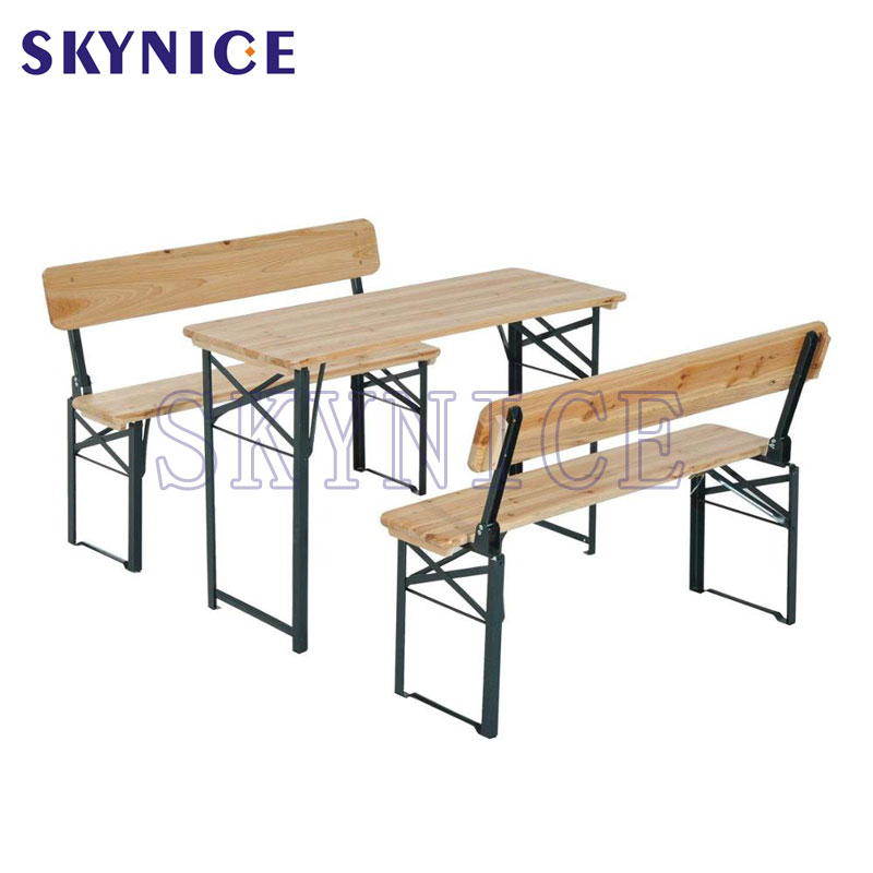 Cổ điển ngoài trời Pincic cắm trại gỗ gấp bàn bia và băng ghế