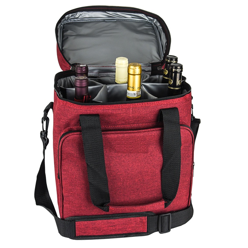 SGC21 Tàu chở rượu cách điện có thể tái sử dụng 6 Dung tích chai Đệm làm mát rượu vang Túi tote cho người yêu rượu Quà tặng