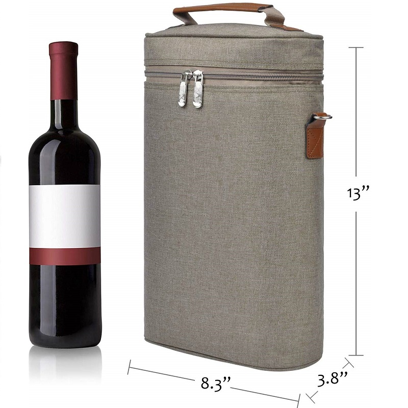 SGC32 Túi cách nhiệt Tote Rượu dã ngoại Túi sỉ Bán buôn tay cầm Túi rượu 2 chai có dây đeo vai có thể điều chỉnh