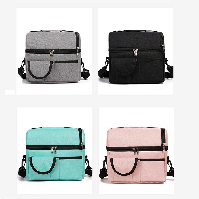 SGC38 Thiết kế tùy chỉnh Thể dục Túi làm mát Polyester Túi dành cho người lớn 2 Ngăn đôi Hai tầng Tote Ngoài trời dã ngoại cách nhiệt Túi ăn trưa cách nhiệt cho sữa mẹ