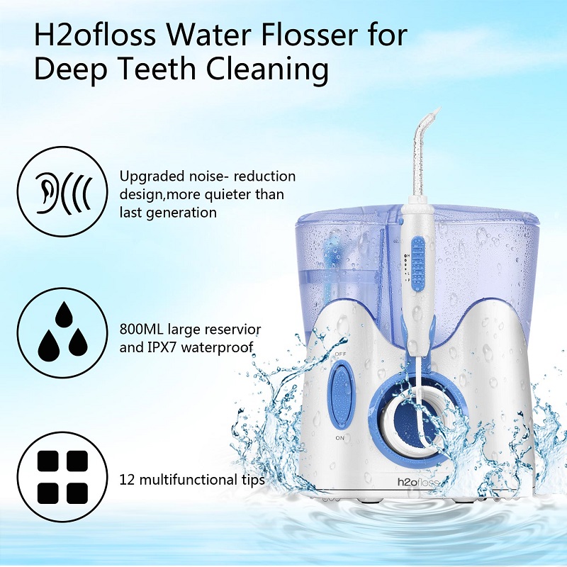 Nước xả nha khoa H2ofloss để làm sạch răng với 12 mẹo đa chức năng & 800ml, Mặt bàn chuyên nghiệp Máy tưới tiêu miệng Thiết kế yên tĩnh