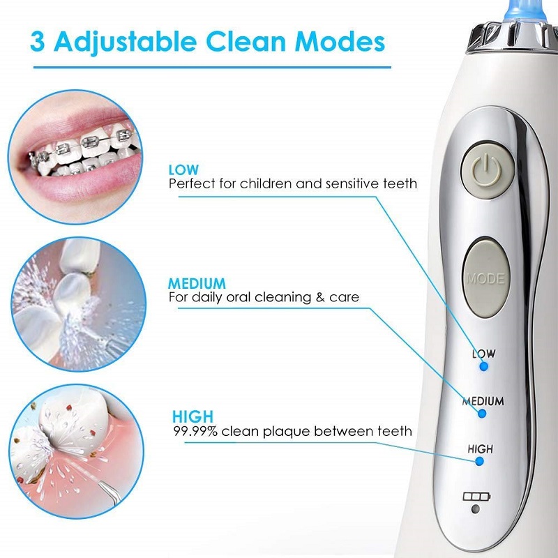 H2ofloss Water Flosser Professional Cordless Nha khoa Dụng cụ tưới răng - Di động và có thể sạc lại Xỉa nước không thấm nước để làm sạch răng, Hồ chứa và nhà du lịch 300ml (HF-5)