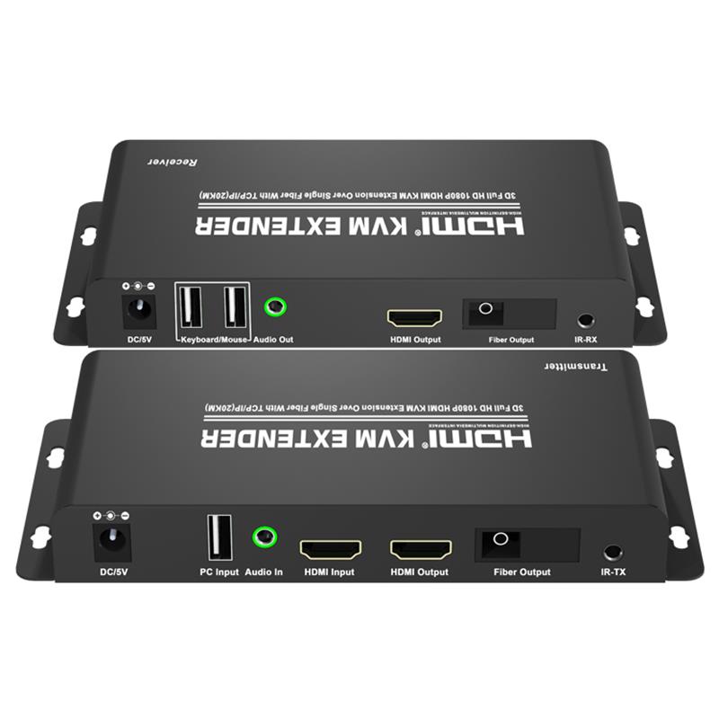 Bộ mở rộng HDMI KVM qua cáp quang đơn với TCP \/ IP (20KM) Hỗ trợ Full HD 1080P